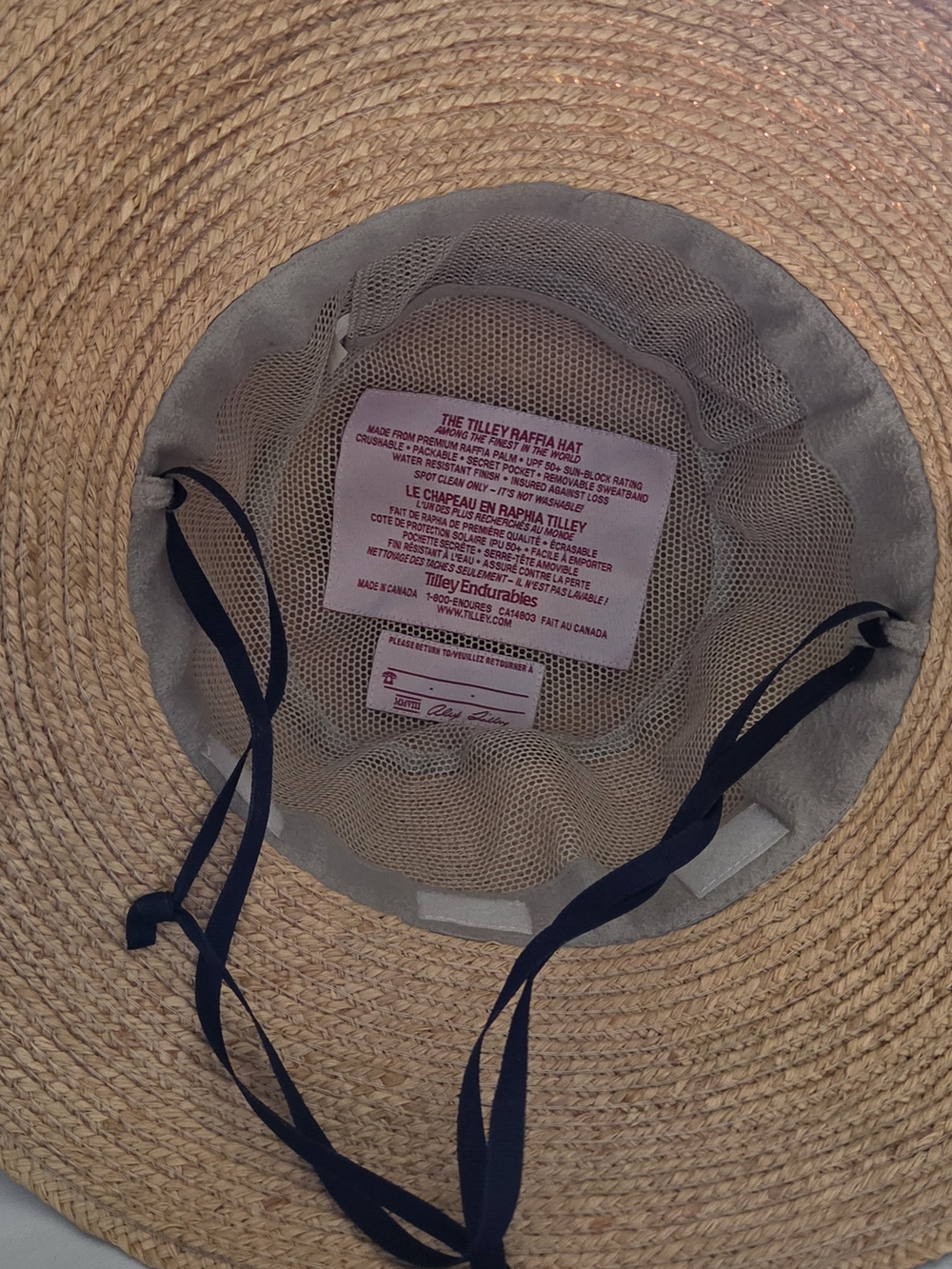 Straw Sun Hat with Navy Trim - Picture 3 of 4